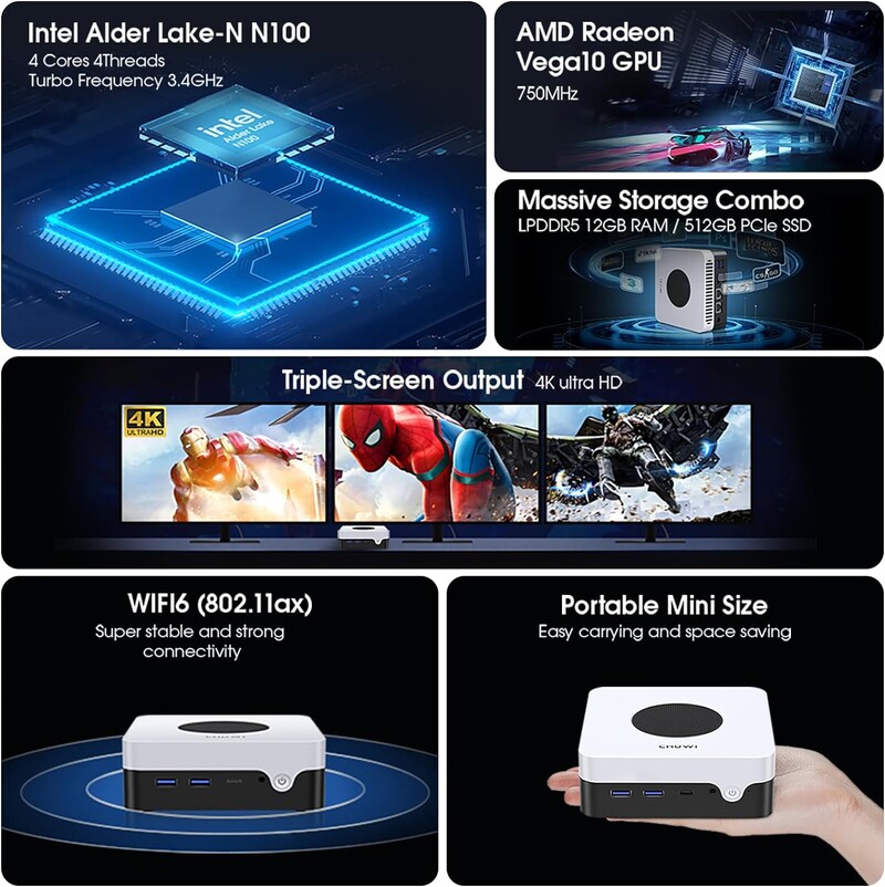 Price網購- Chuwi 馳為LarkBox X 2023 Mini-PC [Intel N100, 12+512GB