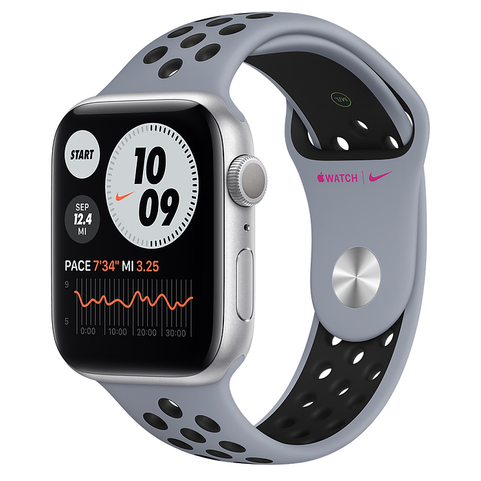 Apple Watch Nike Series 6 (GPS) 44毫米銀色鋁金屬錶殼配Nike運動錶帶
