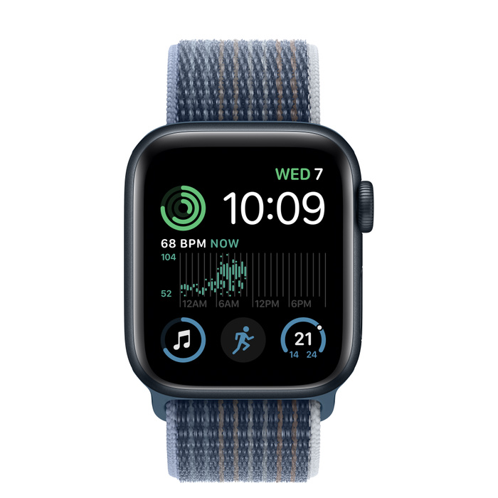 Apple Watch SE (第2代) (GPS) 40毫米午夜暗色鋁金屬錶殼配運動手環